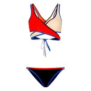 PE Nation Color-block Strappy Sporty Bikini Multi-Color 4th Of July Sz Large New